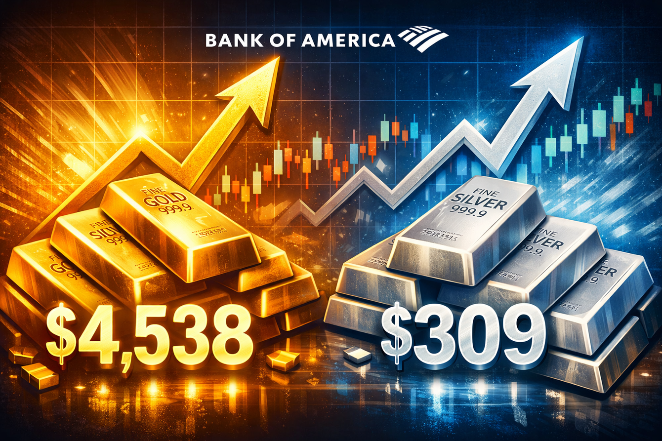 Chuyên gia Bank of America: Vàng cán mốc 5.000 USD/oz, Bạc có thể đạt đỉnh từ 135 – 309 USD/oz trong năm 2026